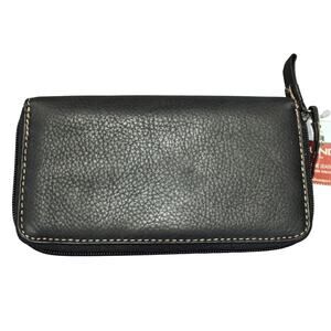 Mundi Black Genuine Leather Double ZA Rio Clutch Wallet
